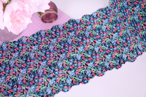 Floral stretch lace for bra making, lingerie sewing