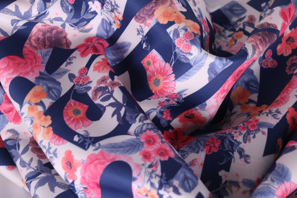 Bra Making Kit - Floral Letters Print Scuba