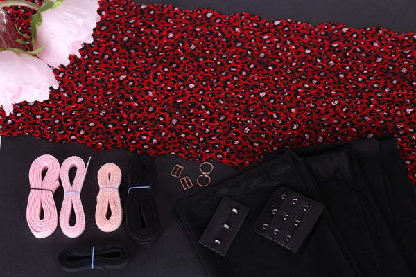 kit de costura de sujetador con encaje de leopardo. hanna bralette. studio costura shop