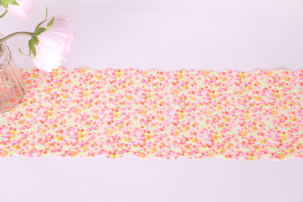 neon colors floral stretch lace