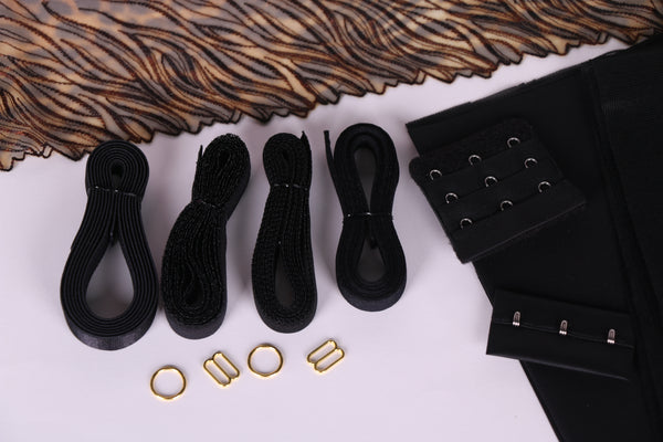 kit de costura de sujetador con aros para patrones de orange lingerie, black beauty bra, studio costura shop