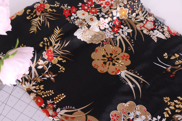 floral satin charmeuse for lingerie and bra making