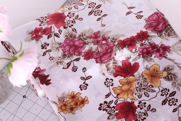 floral satin charmeuse for lingerie and bra making