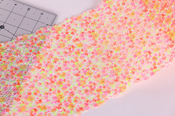 Neon Floral stretch lace for lingerie sewing, bra making supplies