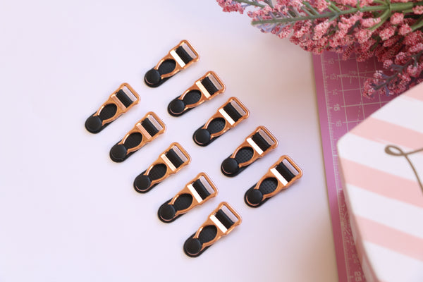 12mm rose gold and black metal suspender clips garter clips
