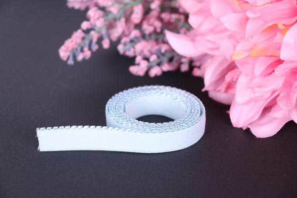 blue picot elastic for bra making.