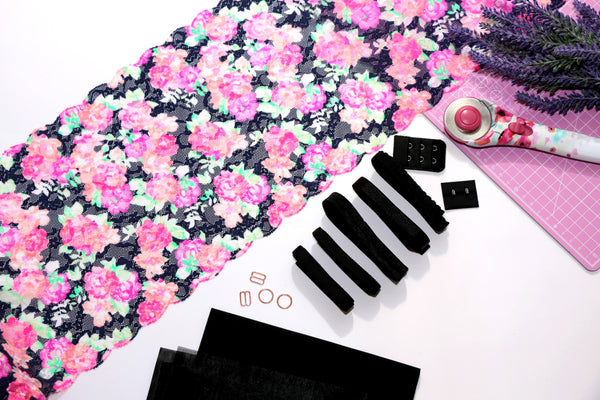 kit de costura de lencería encaje flores grandes. studio costura shop