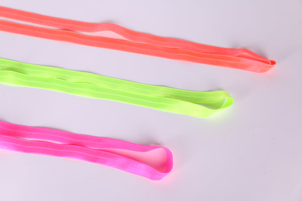 neon fold over elastic for lingerie making, activewear sewing. Biés elástico flúor neón 15mm