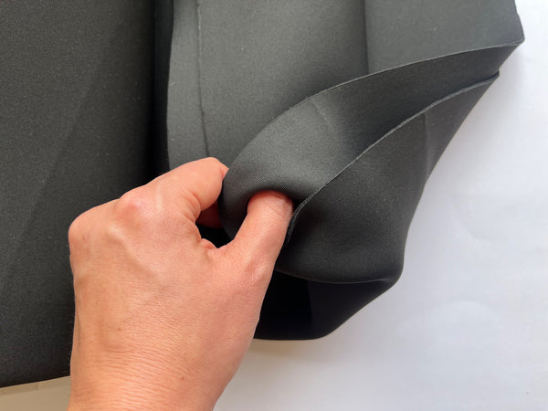 black polylaminated foam, black cut and sew foam
