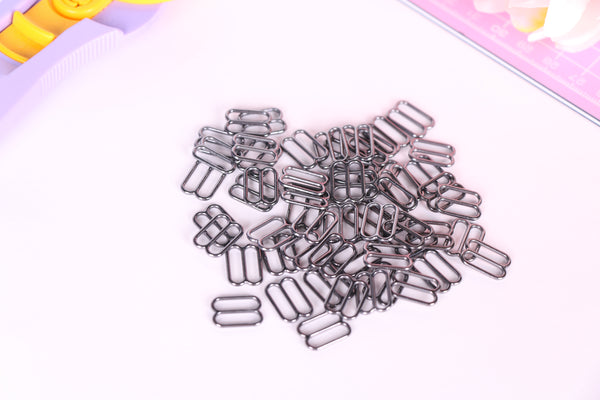 Gun Metal Sliders for bra making, lingerie 12mm 1/2 inch size