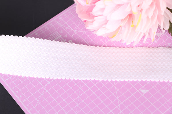 white wide band elastic with waves for bra making