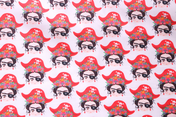 pirate frida kahlo cotton fabric