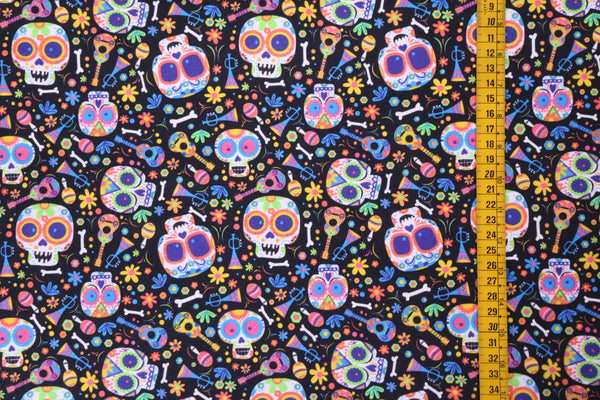 Tela de algodón la catrina, tela de algodón mexicana.