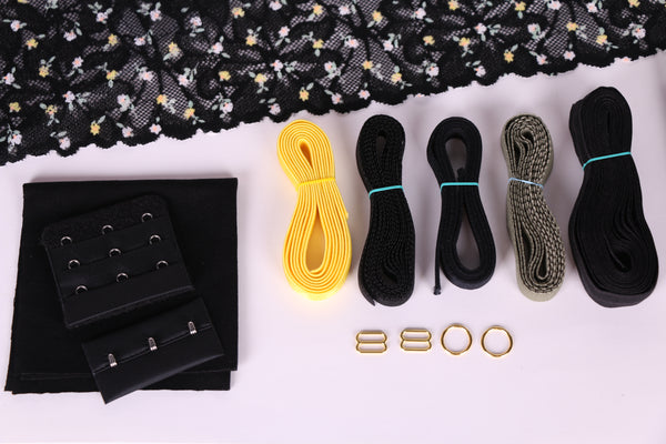 kit de costura de sujetador y braguitas encaje elástico mini flores