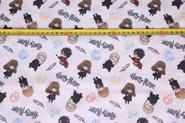Tela Harry Potter mini personajes. Tela algodón Harry Potter.