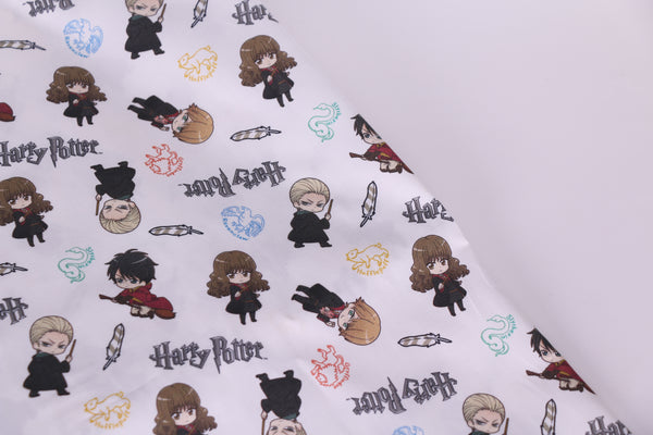 Tela Harry Potter mini personajes. Tela algodón Harry Potter.
