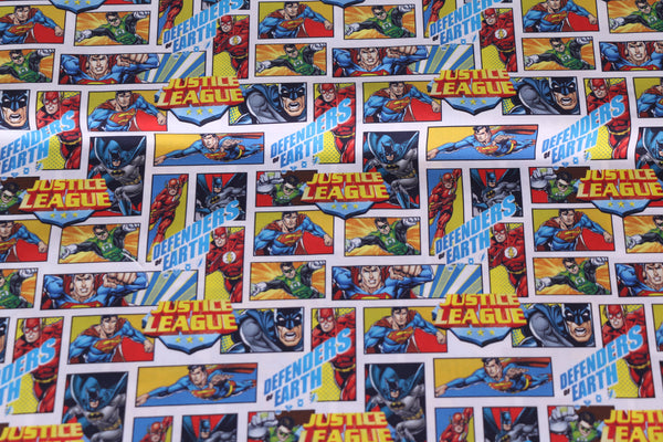 Justice League cotton fabric. Batman Robin Superman cotton fabric