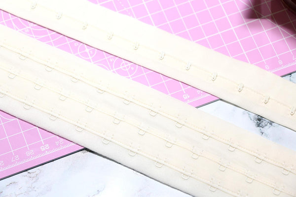 beige hook and eye tape. beige continuous hook and eye