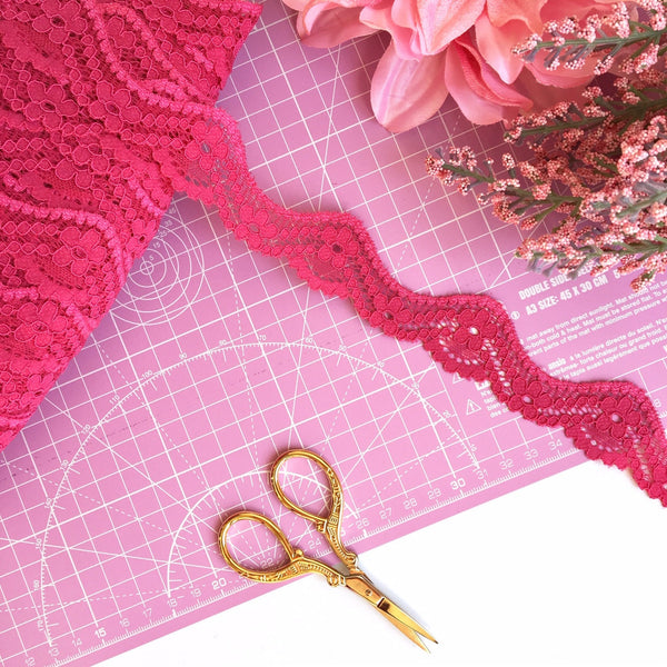 cinta de encaje elástico rosa fucsia lencería, sujetadores, costura, tops lenceros