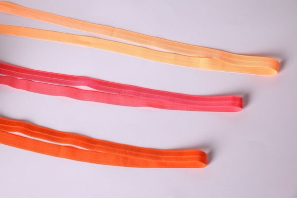 orange colors fold over elastic; biés elástico naranja 15mm