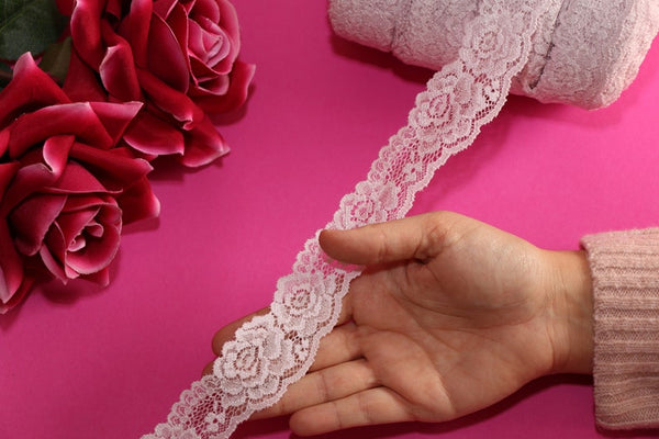 lilac floral stretch lace trim for lingerie making bra making sewing