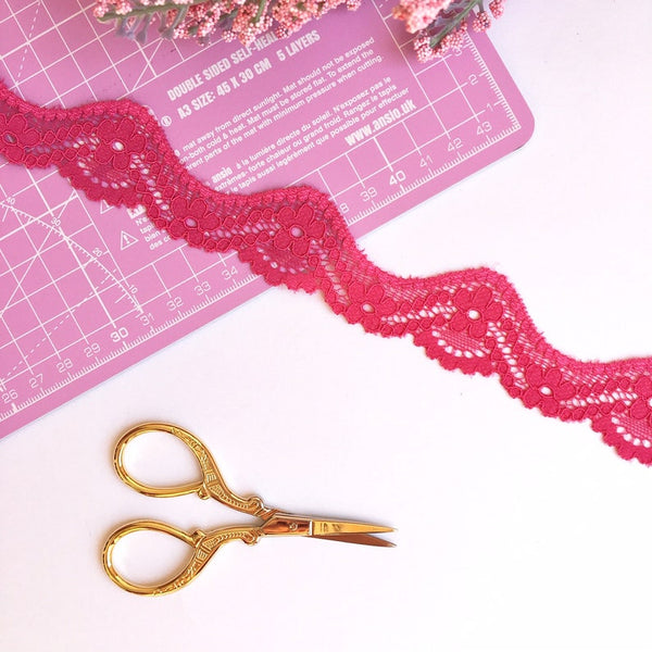 pink stretch lace trim for bra making lingerie making
