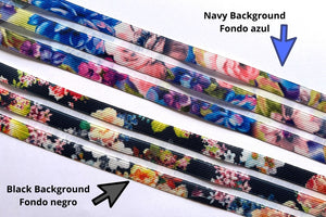 Floral Print clear stripes - Wide Band Elastic
