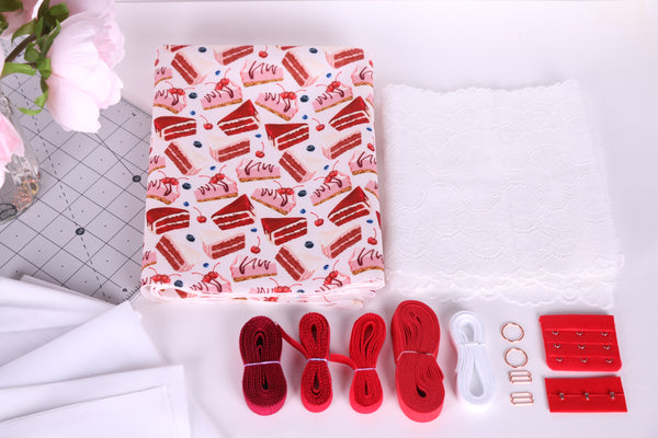 Red Velvet Scuba Fabric bra making kit
