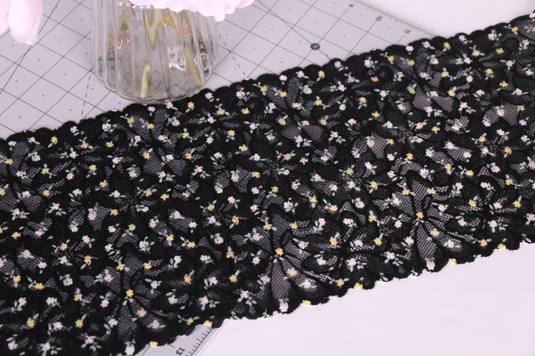 mini yellow floral black stretch lace for lingerie bra panties making