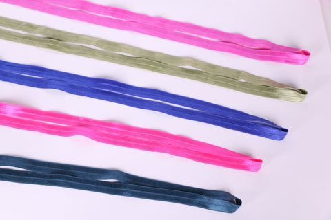 Intense Tones Fold over elastics for lingerie making or activewear sewing. Biés elástico colores intensos 15mm ancho