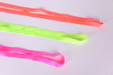 neon fold over elastic for lingerie making, activewear sewing. Biés elástico flúor neón 15mm
