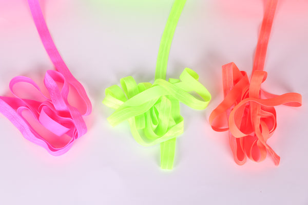 neon pink fold over elastic, neon yellow fold over elastic
