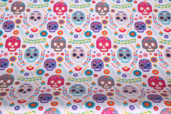 Mexican skulls cotton fabric