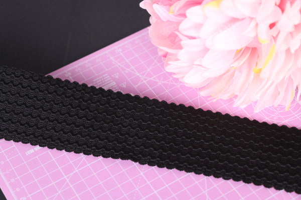 black wide band elastic for bra making with waves