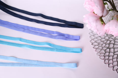 blue tones fold over elastic 15mm