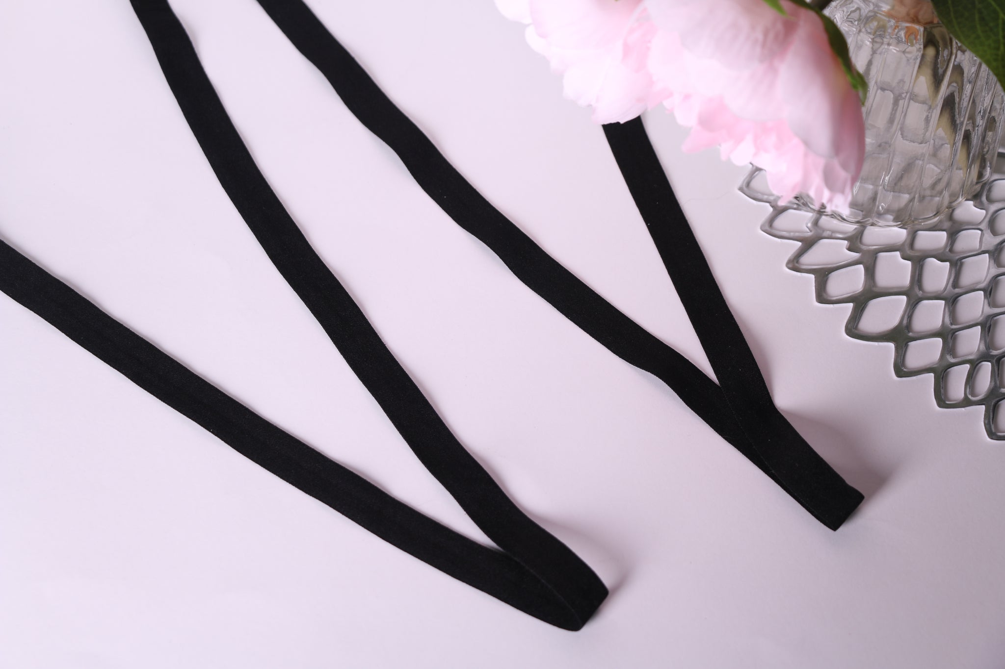 matt black 15 mm fold over elastic for lingerie making