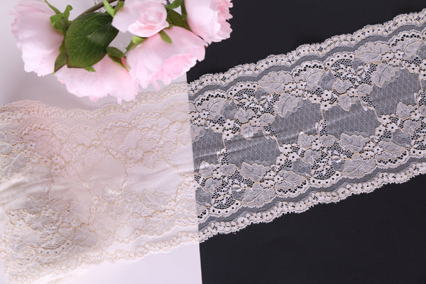 ivory and gold leaves elastic lace