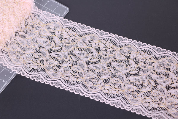 pale rose and gold stretch lace for bra making lingerie sewing