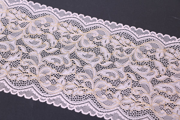 Stretch Lace - Pale Pink and Gold