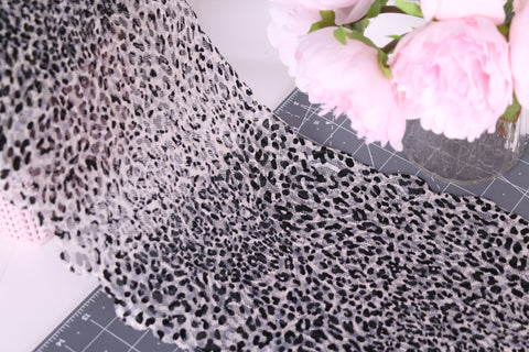 black and white leopard stretch lace