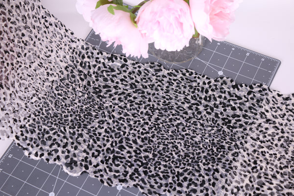 black and white cheetach elastic lace for lingerie making