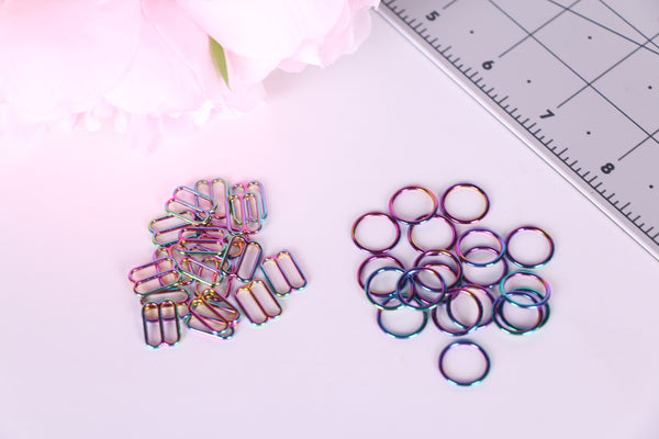 rainbow rings and sliders for lingerie making