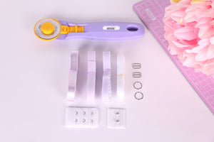 Bra findings kit in lavender. Light Purple lingerie elastics