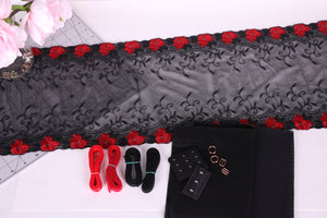 kit de costura de sujetador encaje rosas rojas y arcos
