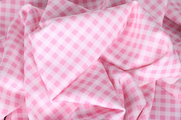 pink gingham scuba fabric