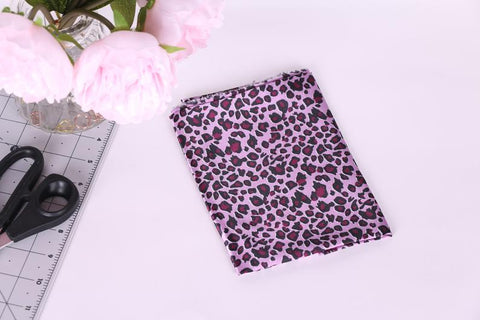 Pink leopard satin charmeuse fabric for kimonos, loungewear, lingerie and bra making